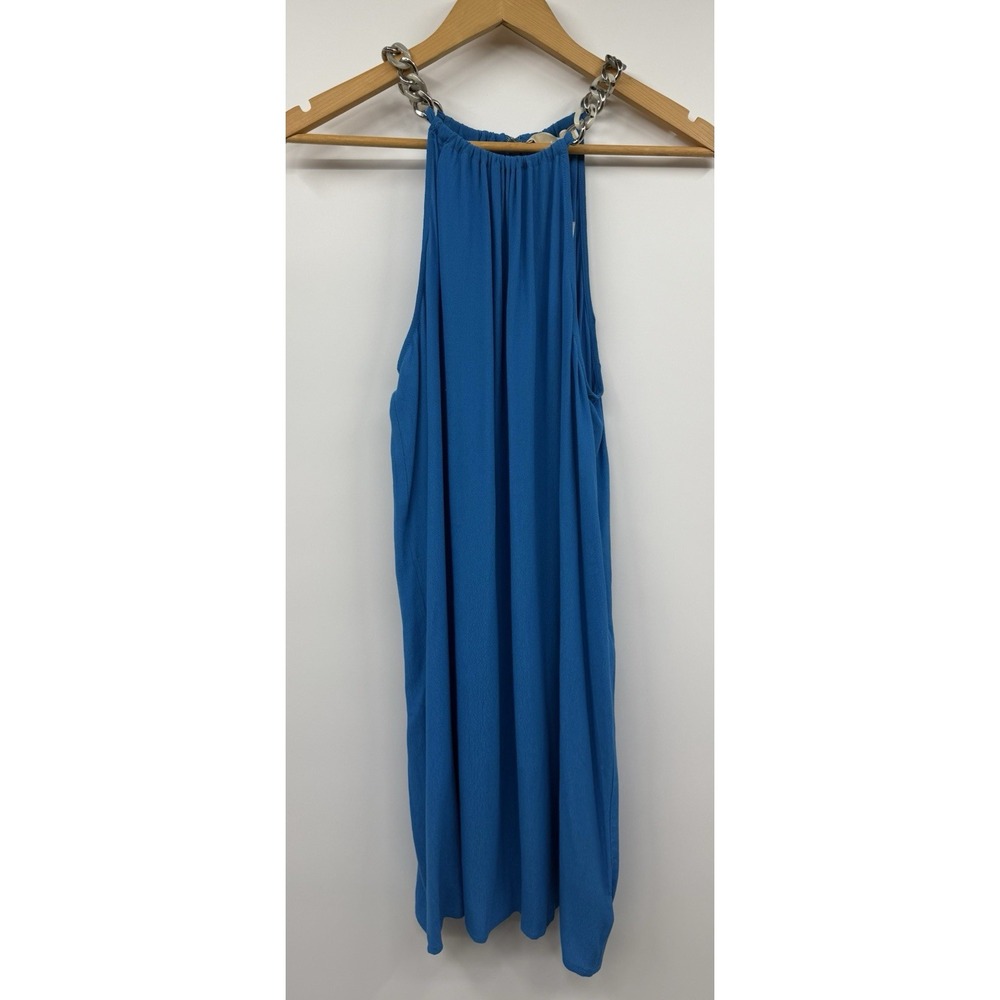 Michael Kors Halter Chain Teal Swing Dress SZ 4 Beach Cocktail Party $150 NWT
